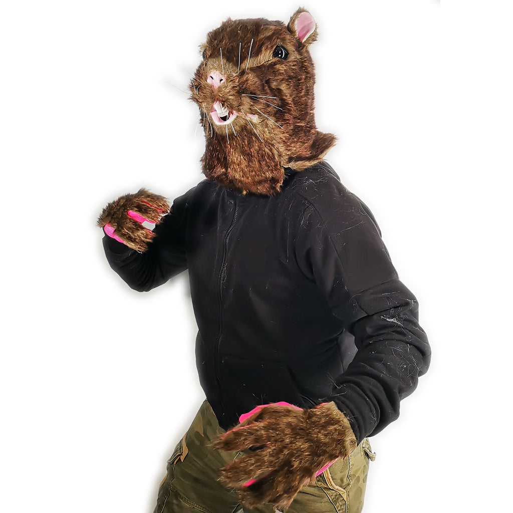 Furry Rat Mask with matching Gloves