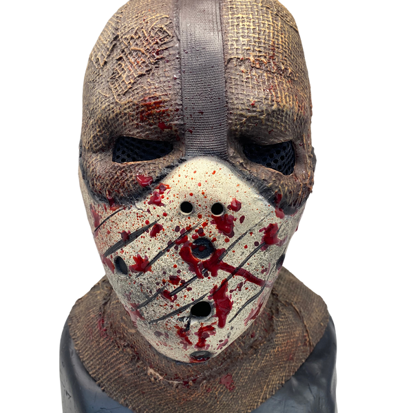 Scarecrow Mask 'Corn Creeper' Latex Burlap with attached Hockey Mask