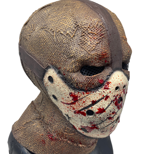 Scarecrow Mask 'Corn Creeper' Latex Burlap with attached Hockey Mask