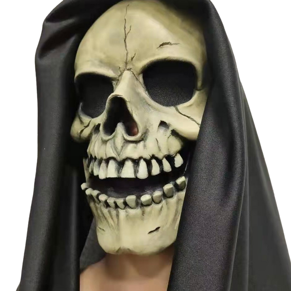 Skull Mask with attached Black Hood