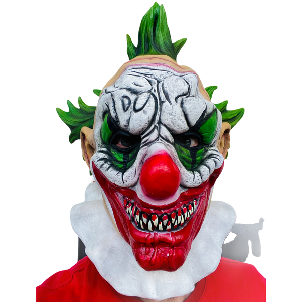 Clown Mask With Green Hair and red Nose