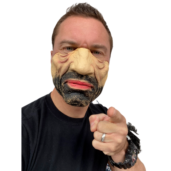 Hardman, doorman, half face latex mask.
