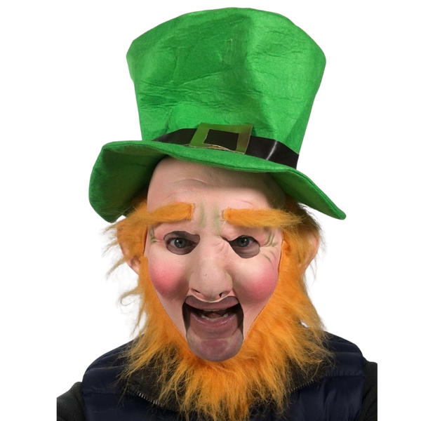 Big Leprechaun latex mask with Big Green Hat.