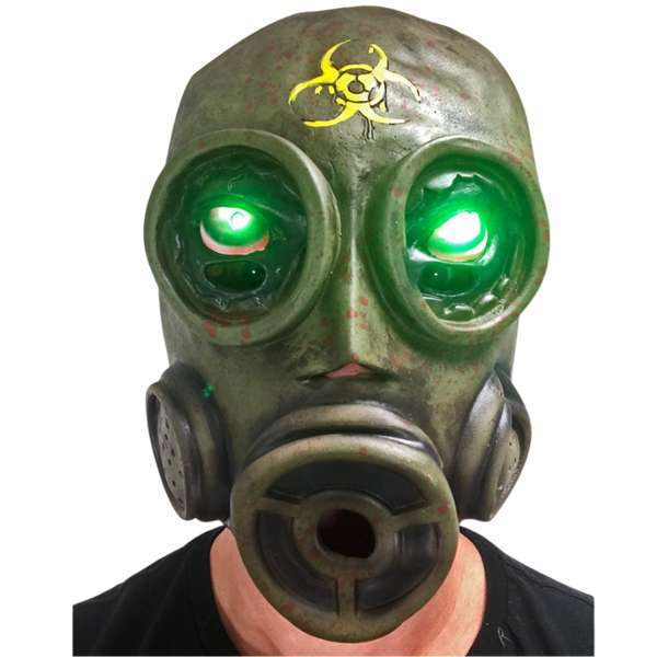 Purge Latex Gas mask with LED light up eyes.