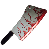 fake blood covered foam butchers meat cleaver.
