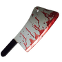 fake blood covered foam butchers meat cleaver.