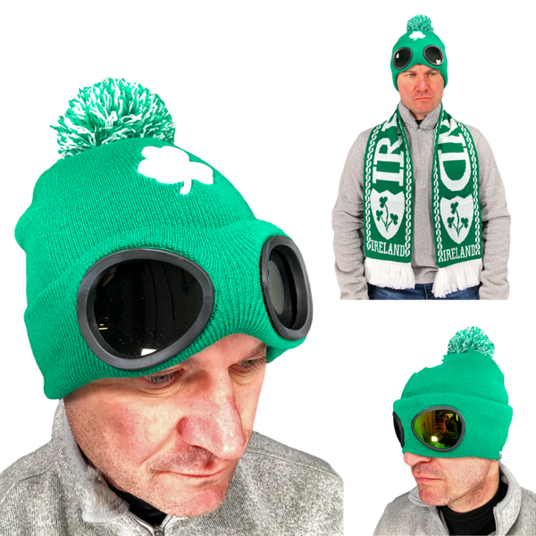 Ireland St Patricks Day Hat with Goggles. Cp Company Style Hat.