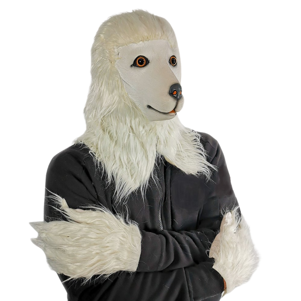 Furry White Latex Poodle Mask.