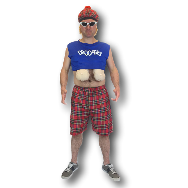 Funny Mens Stag Party Cheerleader Costume. Scotland..