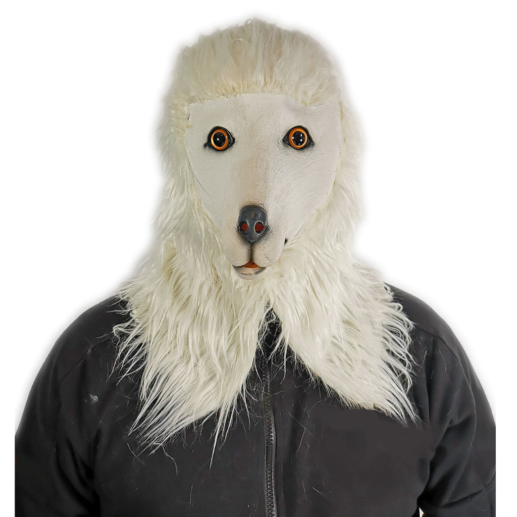 Masque de caniche blanc avec gants (Fursuit)
