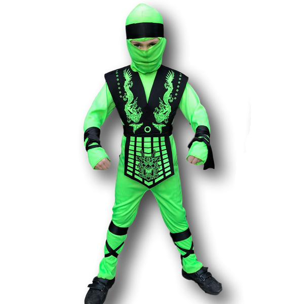 Neon Green Ninja Costume. 3 Sizes.