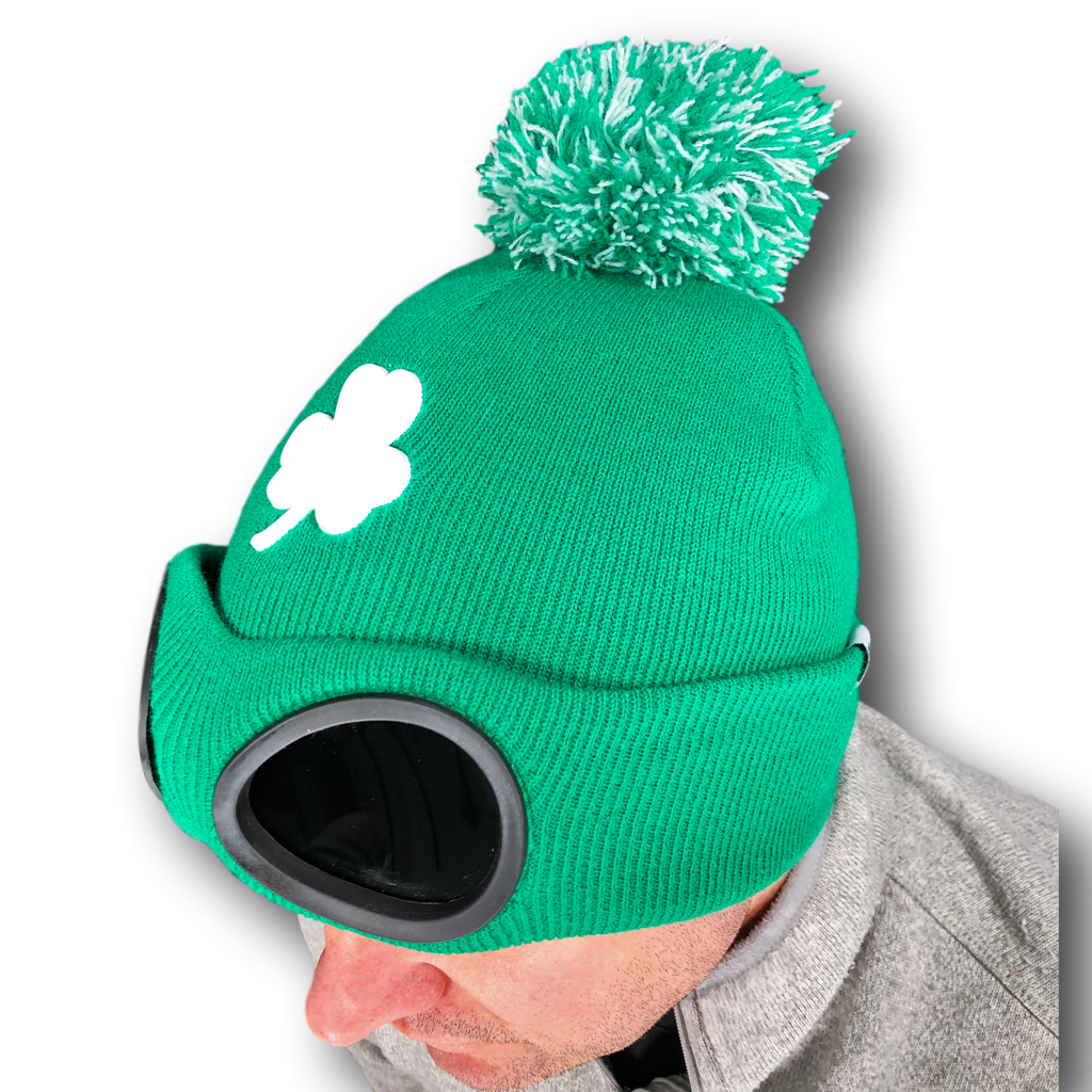 beanie hat with goggles St Patrick`s Day Ireland Green Beanie Goggle Hat – Rubber Johnnies Fx