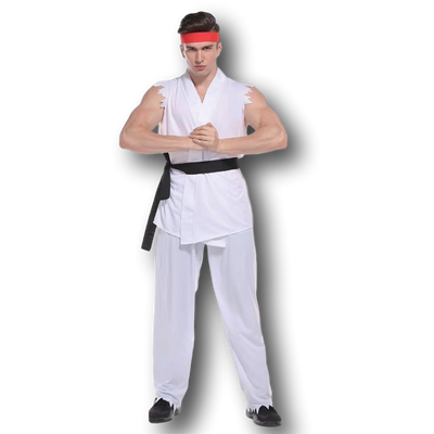 White Karate Street fighter Mens Costume