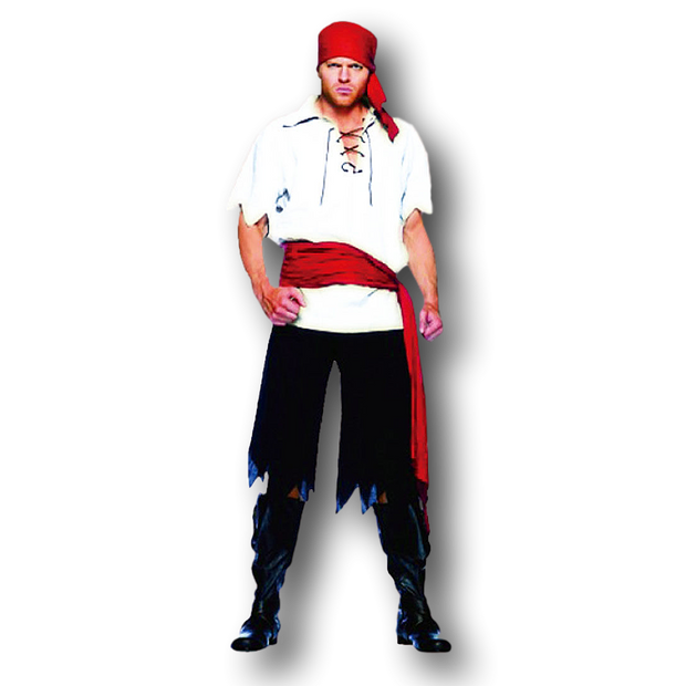 Mens Pirate Costume with Red Ties.