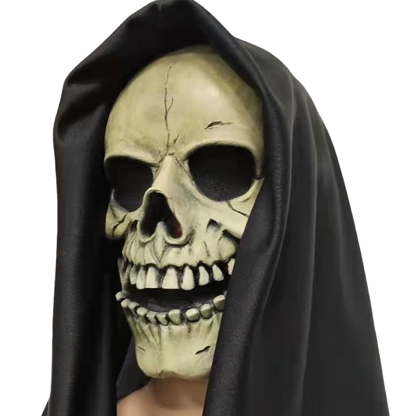 Skull Mask with attached Black Hood