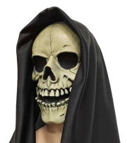 Skull Mask with attached Black Hood