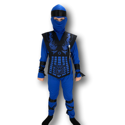 Neon Blue and Black Kids Ninja Costume.