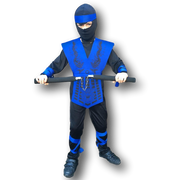 Boys Black and Blue Ninja Costume. 3 Sizes.