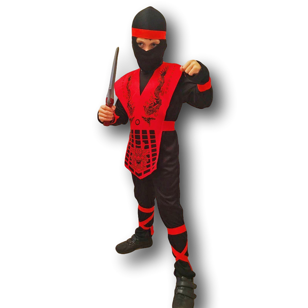 Black and Red Boys/Kids Ninja Costume. 3 Sizes.