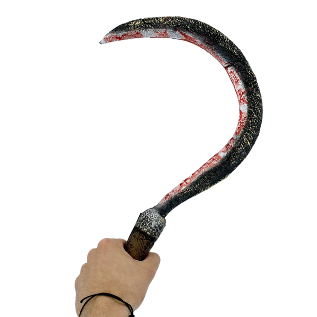 Farm Scythe with blood stains. Horror prop.