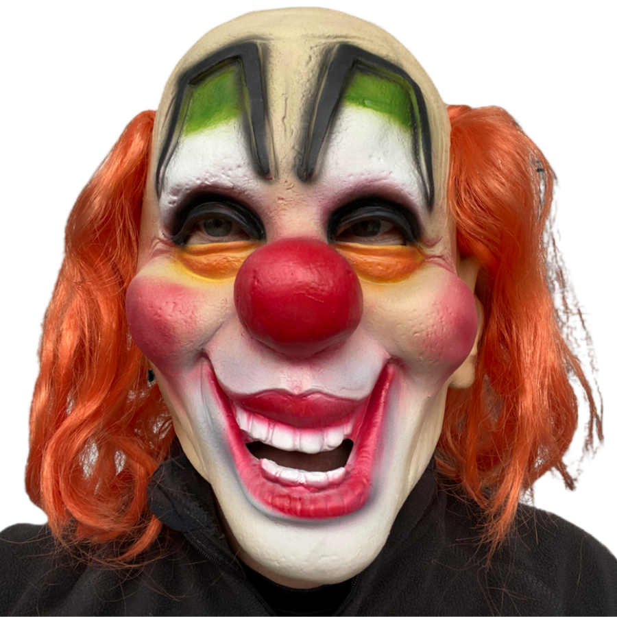 Classic vintage Slipknot laughing Circus clown mask with orange hair