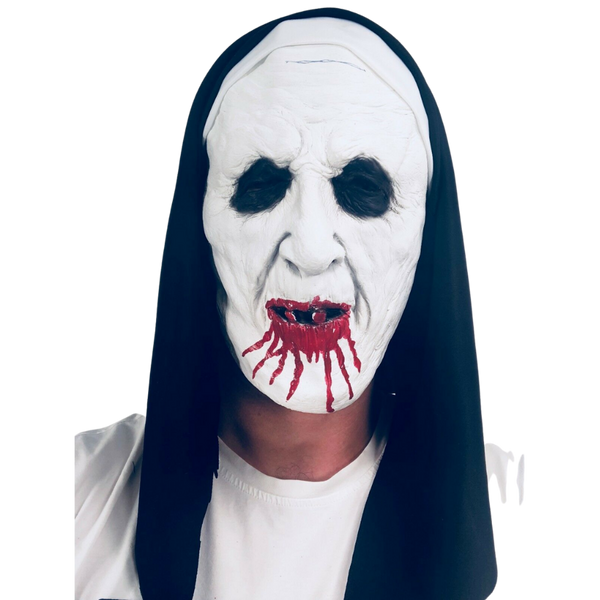 Full Size Nun Mask with blood covered mouth.