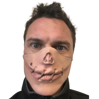 Half Face Stitched Mouth Latex Mask. Speak no Evil.