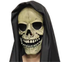 Skelton Skull Latex Mask with Black Hood.