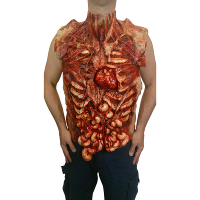 Full chest piece. Gory chest. showing organs and heart.