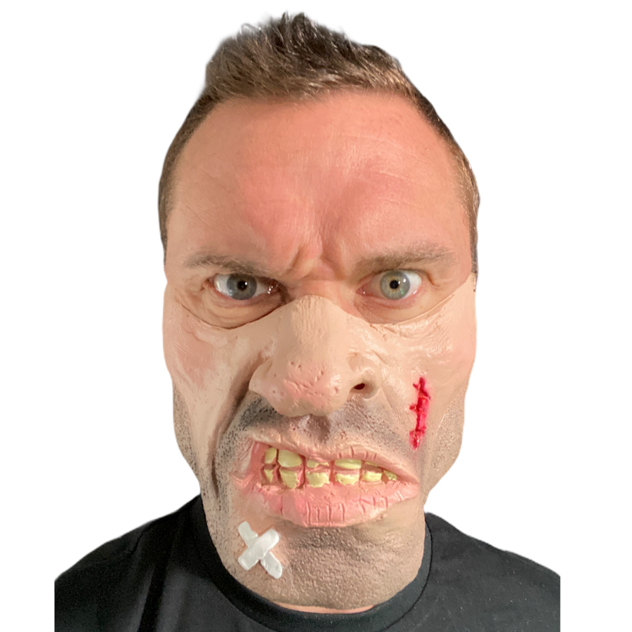 Half Face Latex Mask With Cuts and Stitches.