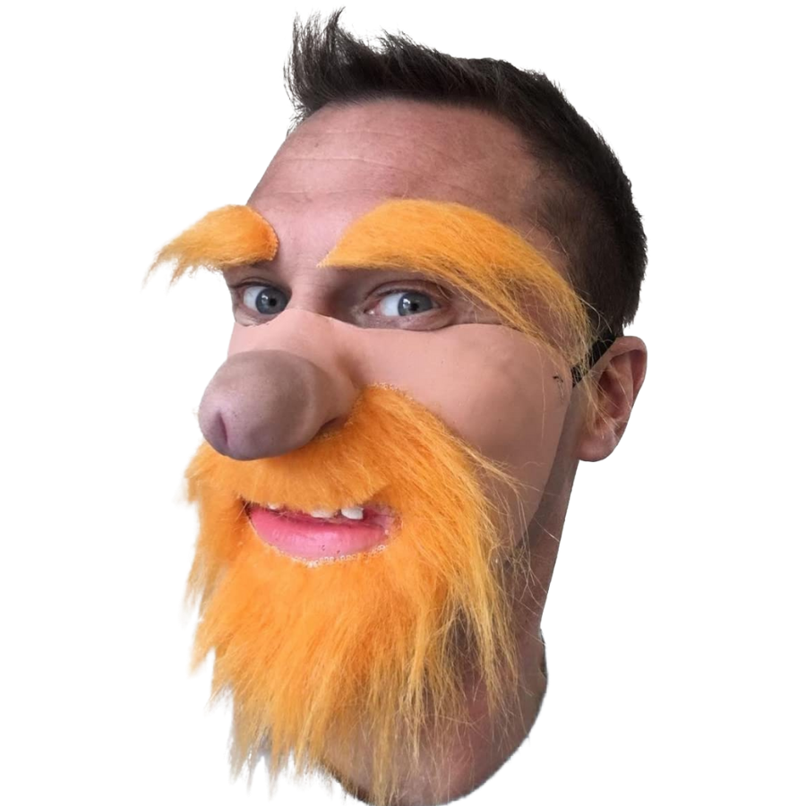 Half Face Ginger beard and brows latex mask.