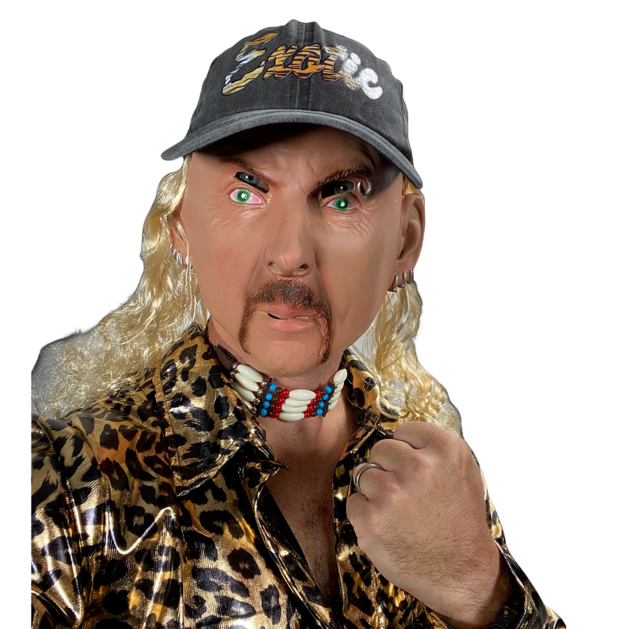 Joe exotic Tiger Man Latex Mask With Baseball cap with Attached Blonde Hair.