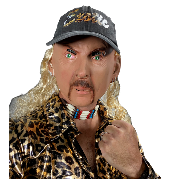 Joe exotic Tiger Man Latex Mask With Baseball cap with Attached Blonde Hair.