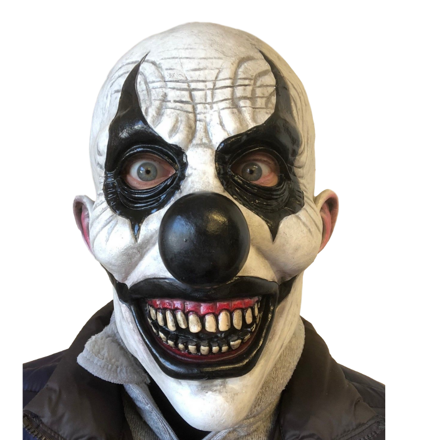 Black And White Killer Clown Latex Full head Mask.
