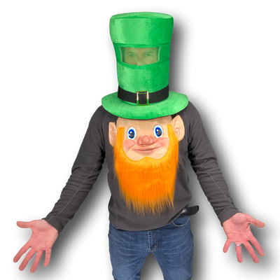 St Patricks Day Leprechaun Mask with Large Green Hat.