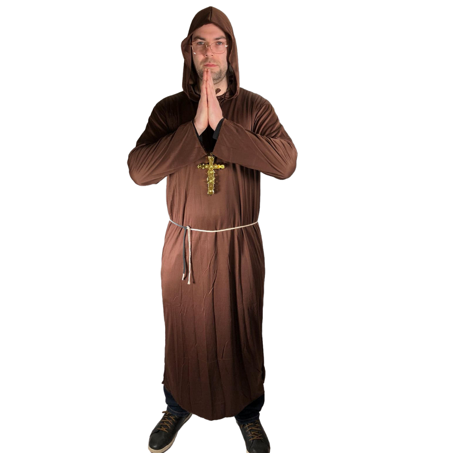Monk Costume for Men with Gold Cross.