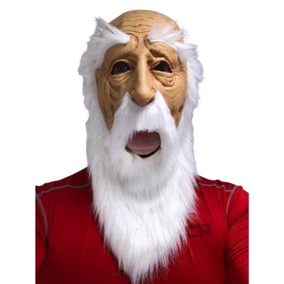 old man latex mask with white beard.