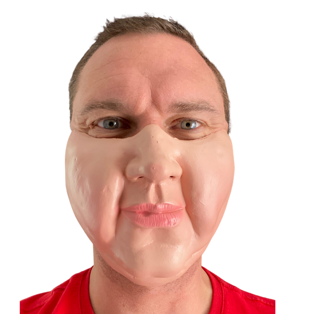 Half Face Latex Mask With Puffy Cheeks.