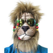 Rasta Lion Smoking Joint Latex Mask.