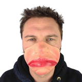 Funny Half Face Latex Mask with Swollen Lips. Botox.