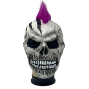 Skull Punk Purple Mohawk Latex Mask.